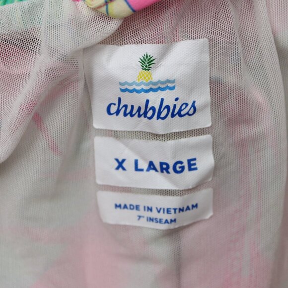 Chubbies Swim Trunks Mens XL Pink  w/ Bananas Mesh Lined Stretch w/ 7" inseam - Picture 9 of 11